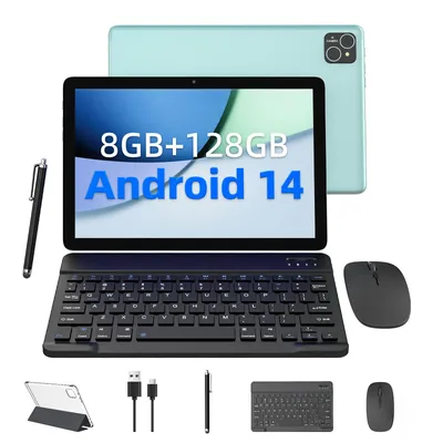 Android 14 tablet with keyboard, mouse, protective case, stylus, octa-core processor, 8(4+4) GB+128GB, GMS certified, wifi