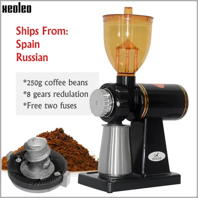 Xeoleo Electric Coffee grinder Coffee bean miller Espresso coffee machine 8 Steps Anti-jump 60mm Flat Burr grinder 100W