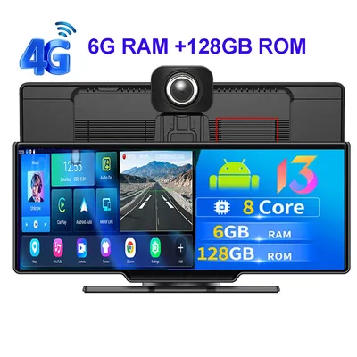 10.26" IPS Car GPS Navigation 6G+128GB ADAS 4G Advanced WIFI Android 13 HD 1080P DVR Video Recorder Registrar Parking Monitoring