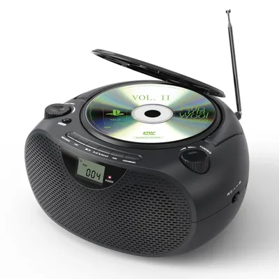 Portable CD boombox with AM FM radio bluetooth and USB,bass boost loud speakers AC and DC power