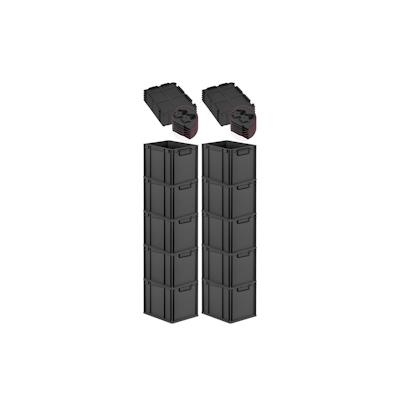 PROREGAL SuperSparSet 10x Eurobox NextGen Color mit Scharnierdeckel & Verschlüssen, HxBxT 32x30x40cm, 30L, Schwarz, Griffe schwarz zu, Eurobehälter Image
