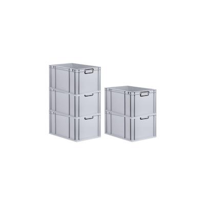 PROREGAL SparSet 5x Eurobox NextGen Color, HxBxT 32x40x60cm, 65 Liter, Griffe schwarz zu, Grau, Eurobehälter, Transportbehälter Image