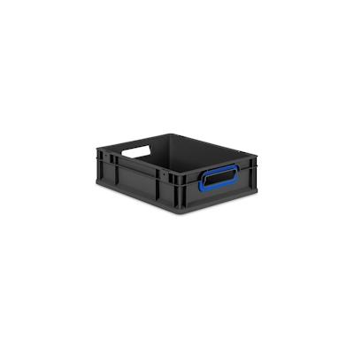 Proregal Eurobox NextGen Color, HxBxT 12x30x40cm, 11 Liter, Griffe blau offen, Schwarz, Eurobehälter, Transportbehälter Image