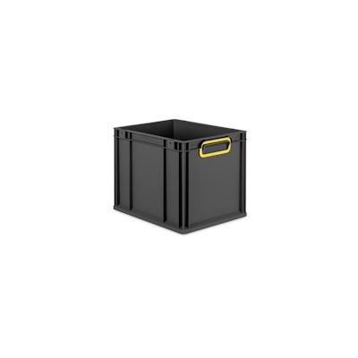 Proregal Eurobox NextGen Color, HxBxT 32x30x40cm, 30 Liter, Griffe gelb zu, Schwarz, Eurobehälter, Transportbehälter Image
