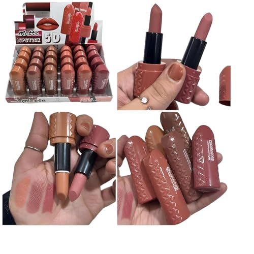 5D Nude Lipstick Set – Pack of 6 | Long-Lasting, Waterproof, Matte Finish | Soft, Smooth Texture | Everyday Wear Lipsticks for Women & Girls