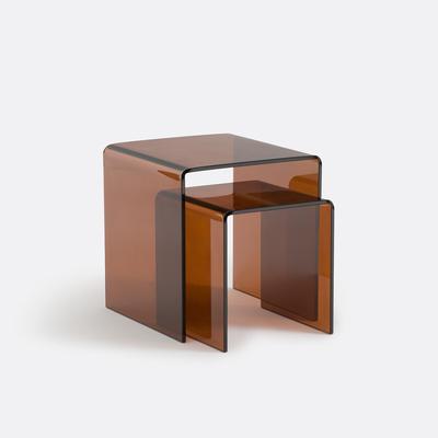 Set of 2 Joan Nesting Side Tables in Tempered Glass