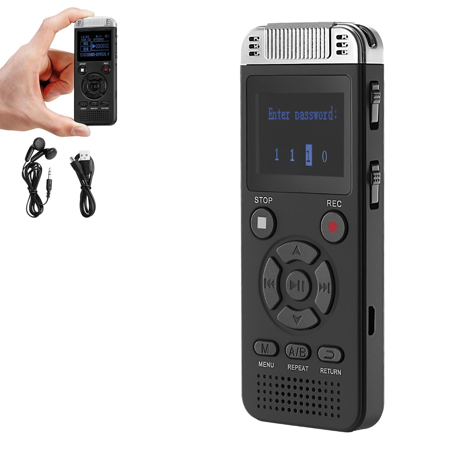 UIMOSO Digital Voice Recorder, 128GB, Audio Recording Device with Password USB, 8730 Hours of Storage ,Continuous Recording