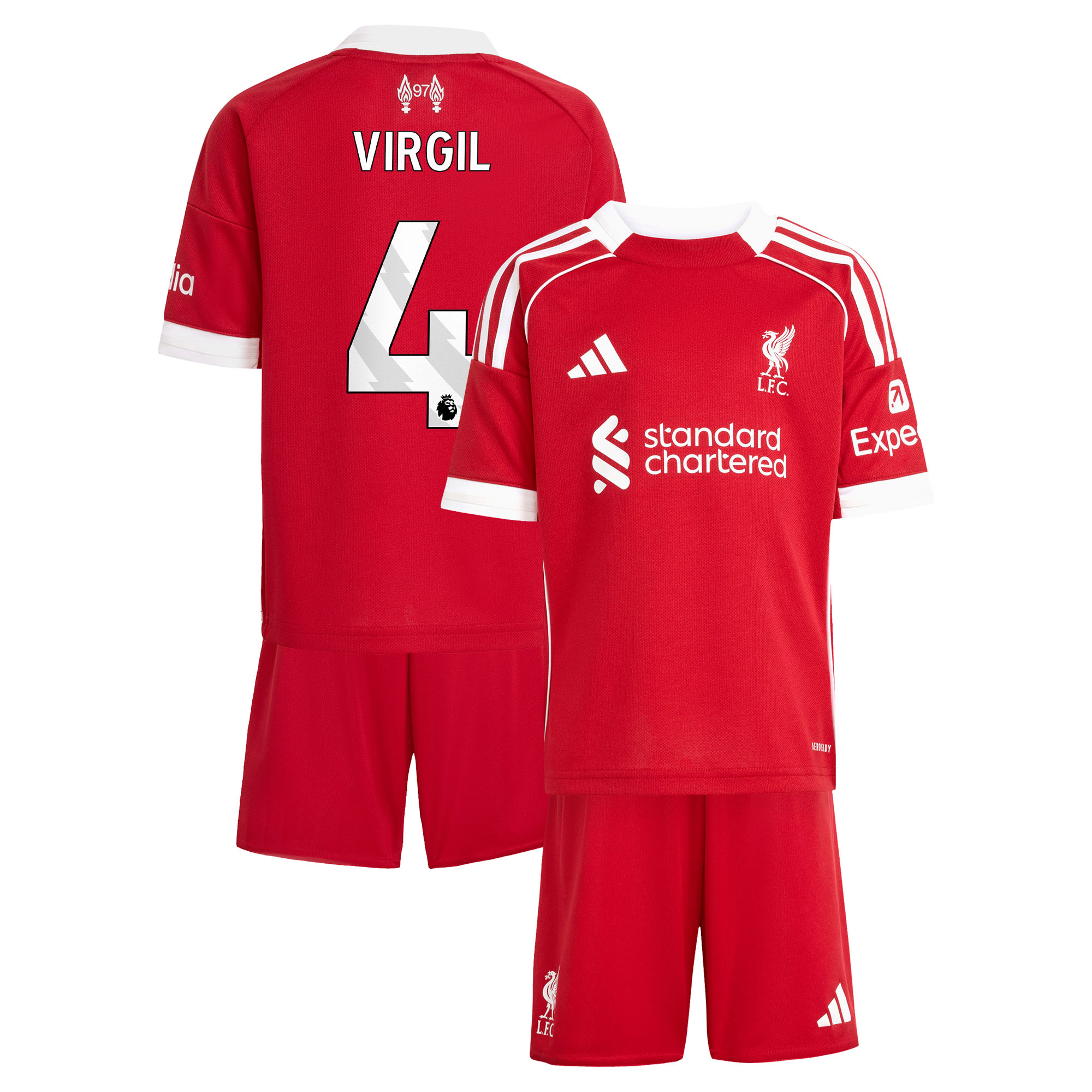 Liverpool adidas Mini-kit Domicile 25/26 avec flocage Virgil 4 - unisexe Taille: 18-24 Months