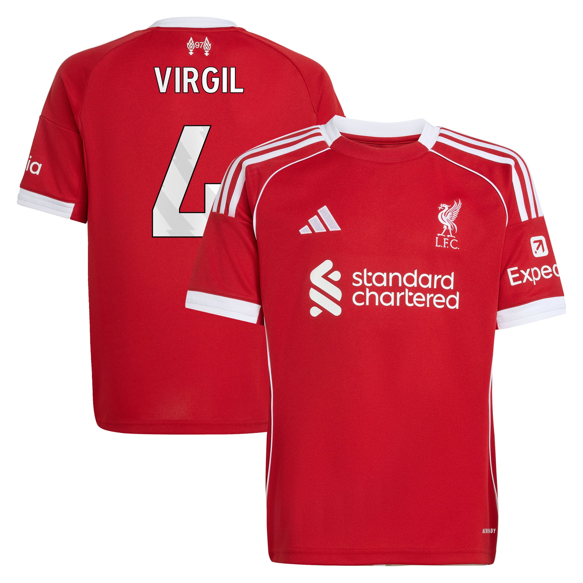 Maillot Liverpool adidas Domicile 25/26 - Enfant avec flocage Virgil 4 - unisexe Taille: 13-14 Years