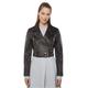 Infinity Leather Womens Vintage Black Cropped Brando Biker Jacket-bellville - Black/brown Lamb Leather - Size 20 UK