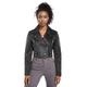 Infinity Leather Womens Black Cropped Brando Biker Jacket-bellville Lamb Leather - Size 24 UK | Infinity Leather Sale | Discount Designer Brands