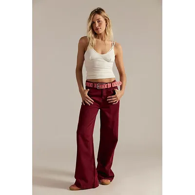 We The Free Stride Straight 'n Wide Jeans at Free People in Syrah, Size: 30