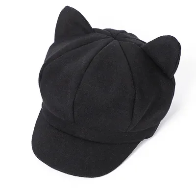 Beret Winter Hats for Women Solid Plain Cute Cat Ear Octagonal Newsboy Cap Ladies Casual Winter Beret Women Painter Cap Vintage