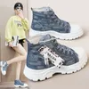 Neue Leinwand Frauen Turnschuhe High-top Frauen Schuhe Atmungs Denim Turnschuhe Frauen Sommer Dicken Boden Erhöhung Casual Schuhe
