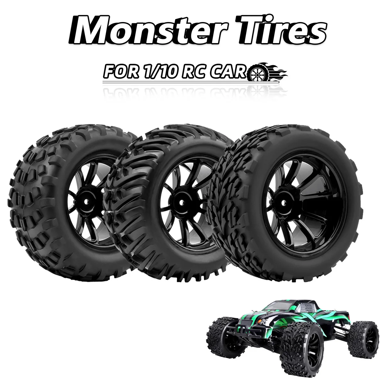 RCZIPROY 4PCS 12mm Radnabe 1/10 Reifen Rad 120mm 125mm Monster Truck Reifen Rad Buggy RC Auto Crawler Traxxas Scx10 Buggy