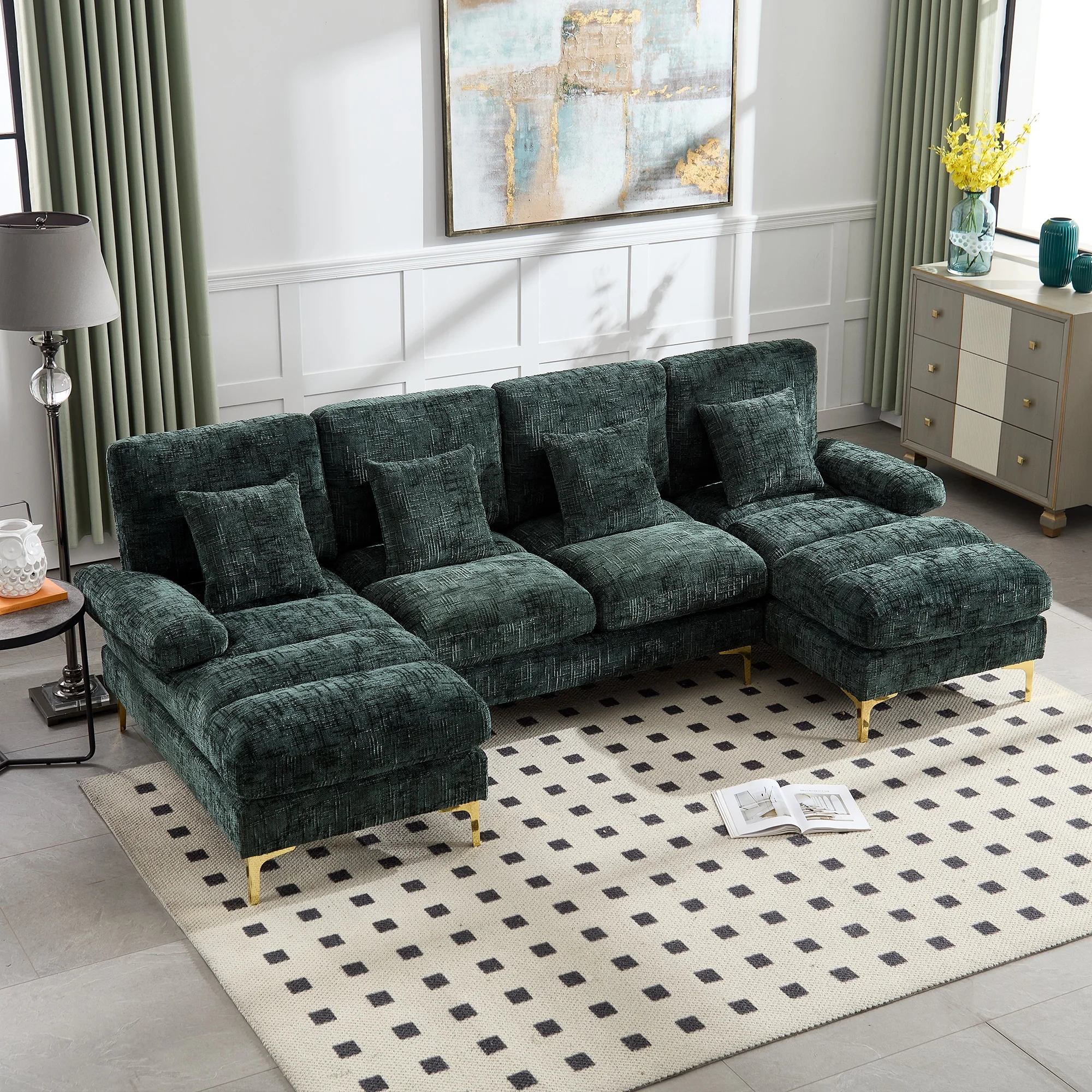 Ecksofa Stilvolles U-förmiges Sofa mit Bequemer Sitzfläche, Hochwertigem Chenille-Stoff Und Eleganten Details Image