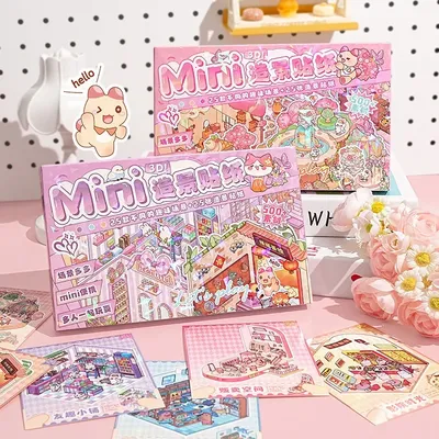 25Scenes in 1Box Landscape Sticker Collection Box Cartoon Scene DIY Toy Game Festival Birthday Present Gift for Kid Girl Child