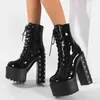 Aneikeh Herbst Winter Punk Plattform Motorrad Stiefel Niet High Heels Stiefeletten Fashion Zipper Kurze Booties Frauen Schuhe