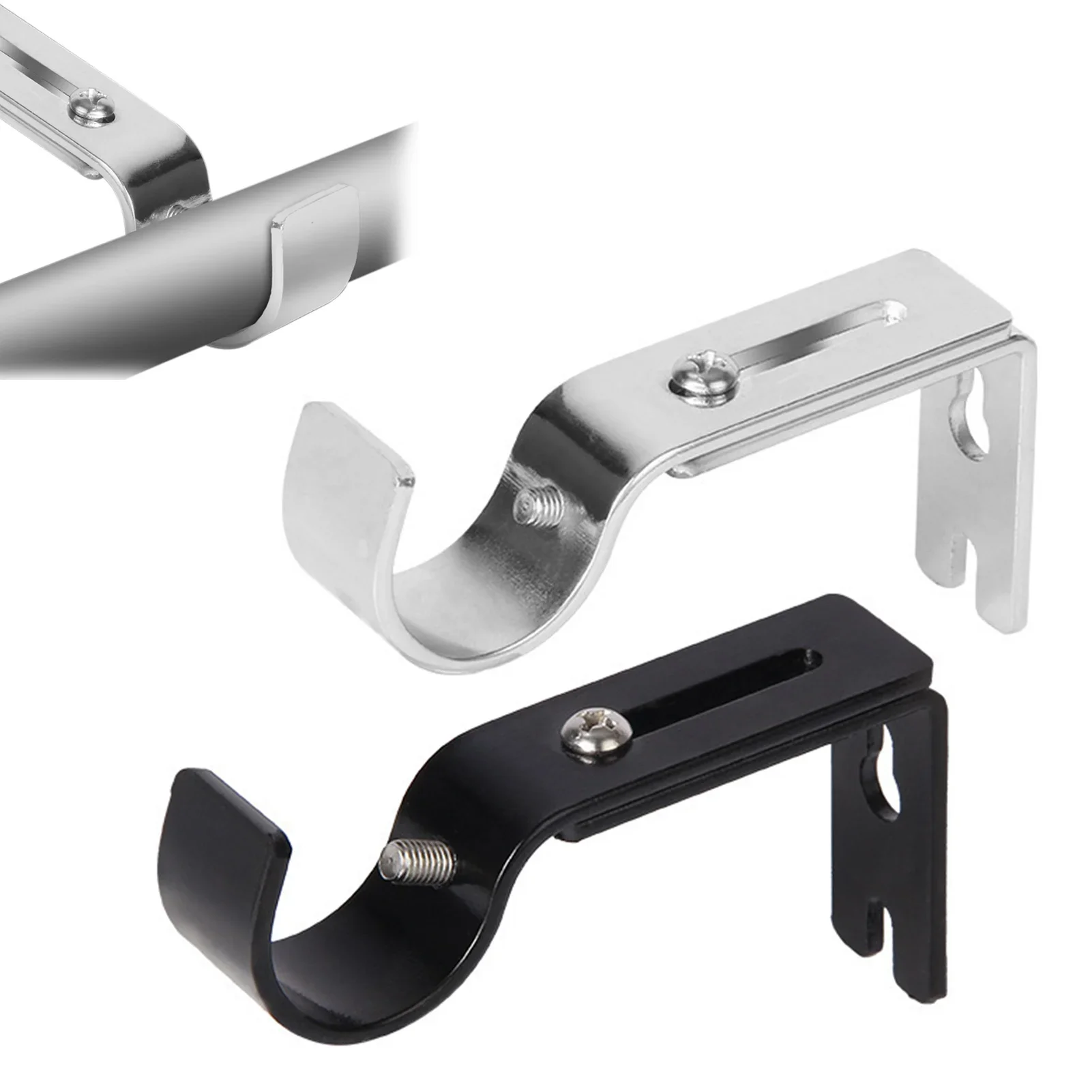 2/3 Stück verstellbare Gardinenstangenhalterungen, ausziehbare Fenstervorhangstangen-Aufhänger, Haken für Schlafzimmer, Schlafsaal Image
