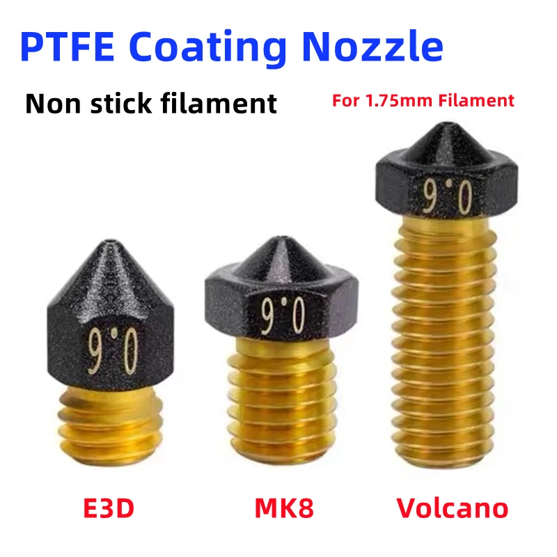 1/2/5PCS MK8/E3D/Volcano Messing PTFE Düse Beschichtet Antihaft Filament 0,2/0,3/0,4/0,6/0,8/1,0mm 3D Drucker Ender 3 envio gratis Image