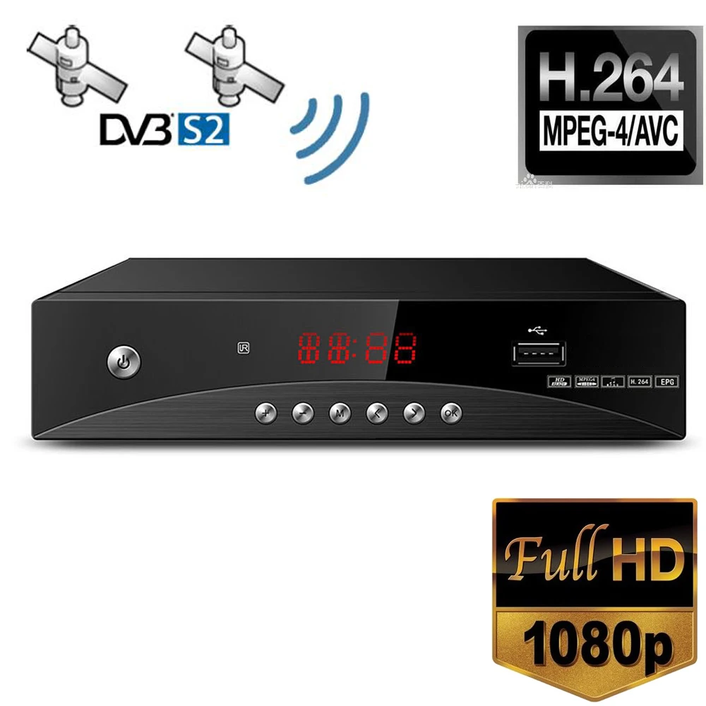 FTA DVB-S2 décodeur HD récepteur de télévision par Satellite numérique H.264 prise en charge MTK7601 WIFI Dongle DVB S2 Tuner décodeur