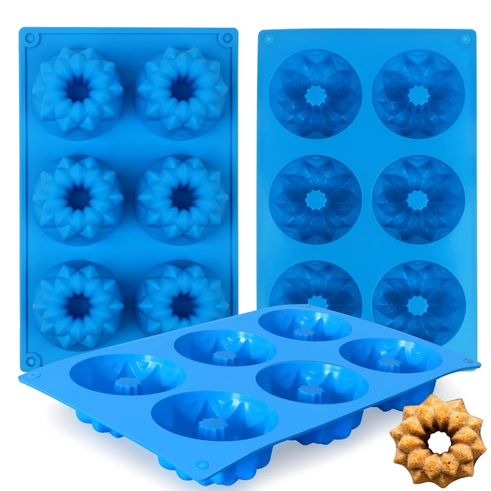 Mini 6-Kammer-Kronenkuchen-Silikon-Backform, geeignet für Antihaft-Pappbecher, Kuchen teller, Donuts, Maisbrot, Brownie-Gelee Image