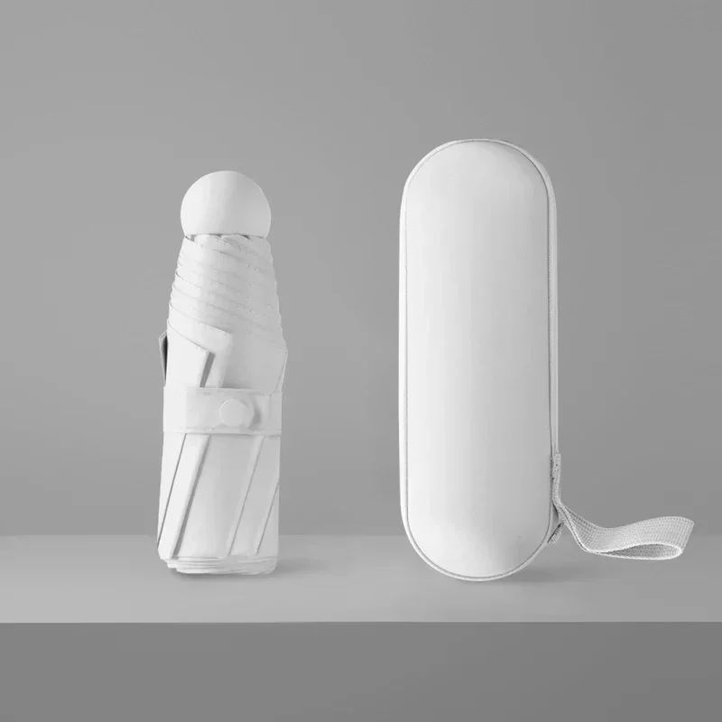 Reiseschirm, automatisch öffnen und schließen, kompakter, leichter, wasserdichter, faltbarer Regenschirm mit 6 Rippen, verstärkt, für Männer und Frauen Image