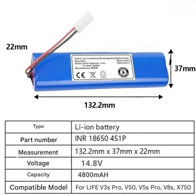 Neuer 4800-mAh-Akku SS-2230002528 D043-INR-M26-4S1P für Tefal, Rowenta X-Plorer 75 RR7687WH Image