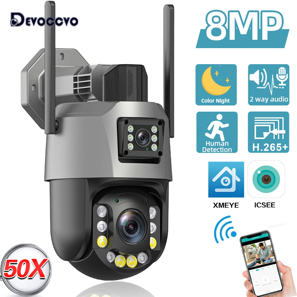 XMEYE 4K 8MP IP Kamera WiFi 50X Zoom Outdoor Dual Objektiv Dual Bildschirme PTZ Kameras Menschlichen Erkennung Sicherheit video Überwachung Cam Image