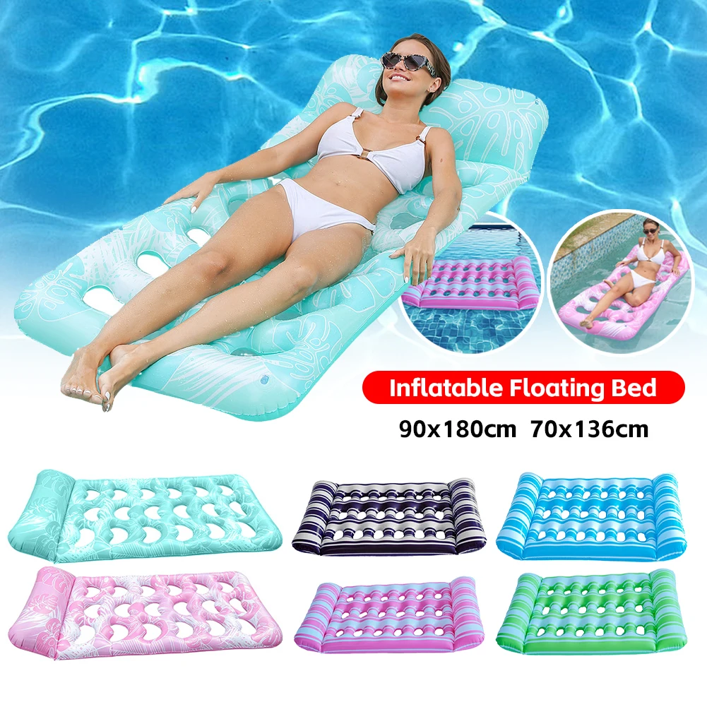 Aufblasbares schwimmendes Bett, verdicktes PVC, aufblasbares Wasserschlafbett, tragbare schwimmende Liege, Luftmatratze für Schwimmbadparty Image