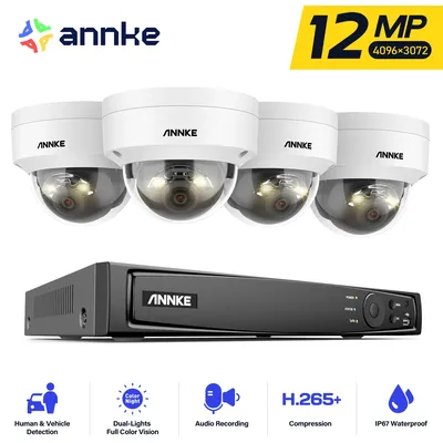 ANNKE 12MP Smart Dual Licht Kamera Kits Sicherheit Cam 8CH NVR 4PCS POE Kamera Outdoor CCTV Video Überwachung Schutz kamera