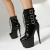 Neue Kreuz riemen Gürtels chnalle Gold Silber Mid-Calf Stiefel Herbst Winter wasserdichte Plattform Reiß verschluss sexy Frauen kurze Stiefel Größe 47