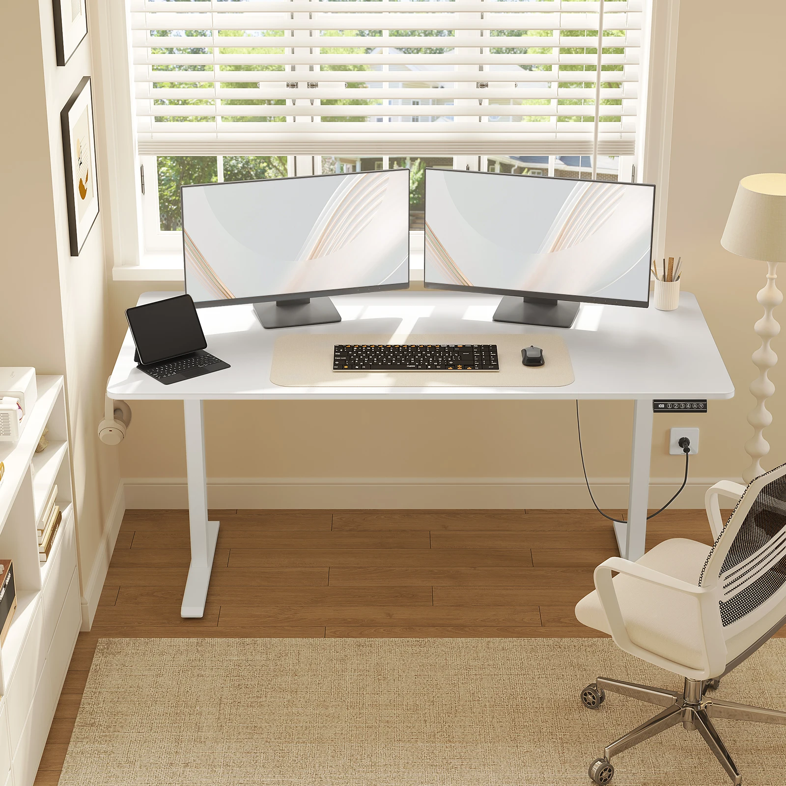 WOLTU Elektrischer stehender Computertisch, höhenverstellbarer, ergonomischer Arbeitstisch mit USB-Ladeanschluss und Speichersteuerung