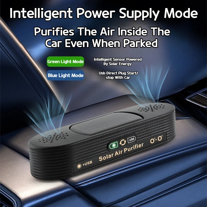 Solarbetriebener KI-Auto-Luftreiniger, Null-Verbrauchsmaterialien, entfernt Gerüche, Formaldehyd und Rauch, Sauerstoff-Bar-Luftreiniger für Autos Image