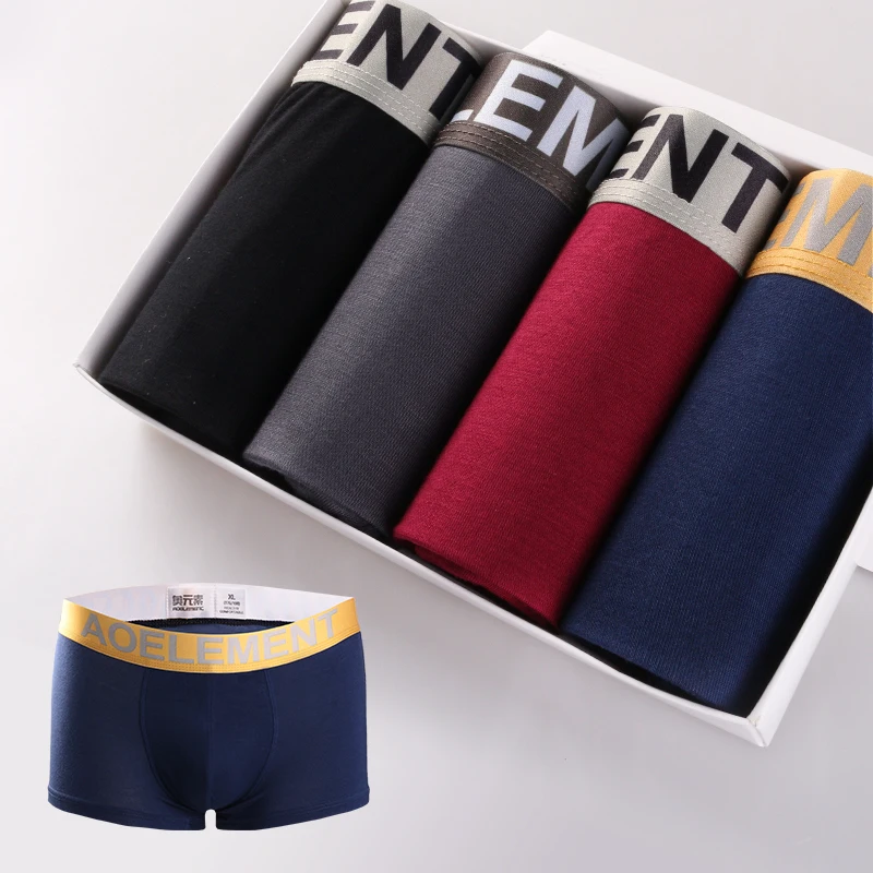 4 Stück atmungsaktive Modal-Boxershorts mit mittelhohem Bund für Herren Image