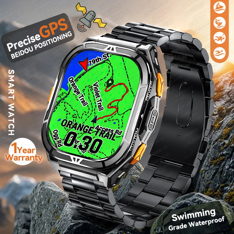 T-Rex 3 GPS-Smartwatch, 5 ATM wasserdicht, integrierter Dualband-GNSS-Kompass, Militär-Sport-Smartwatch für Herren, 2025, neu für Xiaomi IOS Image