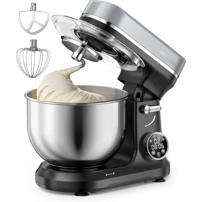 Automatic Stand Mixer with LED Touchscreen & Timer - 11 Speed Tilt-Head Dough Mixer Fits 5.3QT Bowl & 3-IN-1 Attachments