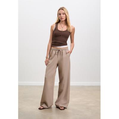 Stradivarius Long flowing smart trousers Stone XL
