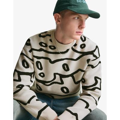 Bershka Printed Sweater Men S Off White