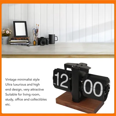 Flip Desk Clock, Digital Retro Clock with Automatic Rotating Tube, Battery Operated Mechanical Melting Clock for Decoration