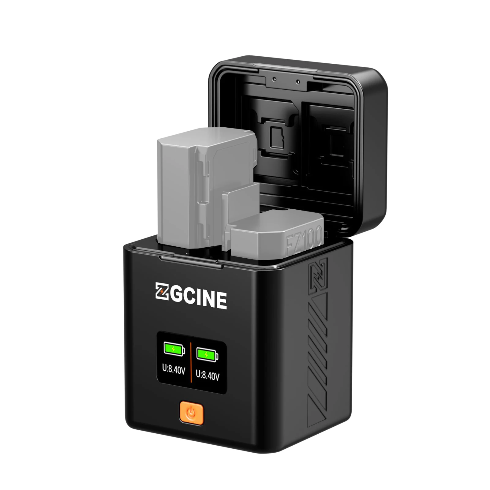 NP-FZ100 Kamera-Akku-Ladehülle, 2-Slot-Akkuladegerät mit Kartensteckplätzen, OLED-Bildschirm, PD-Schnellladebox für Sony-Akku Image