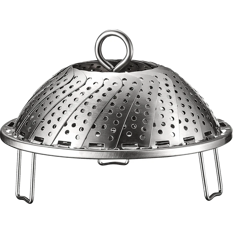 LFGB-zertifizierter Küchen-Dampfgarer aus reinem Edelstahl 304, faltbarer Dampfgarer mit elektrolytischer Oberfläche, leicht zu reinigender Dampfgarer Image