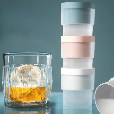 2pcs Stackable Ice Ball Molds - Fast-Freeze Large Ice Balls Maker with Lids, Reusable Round Ice Ice Cube Molds for Home Bars