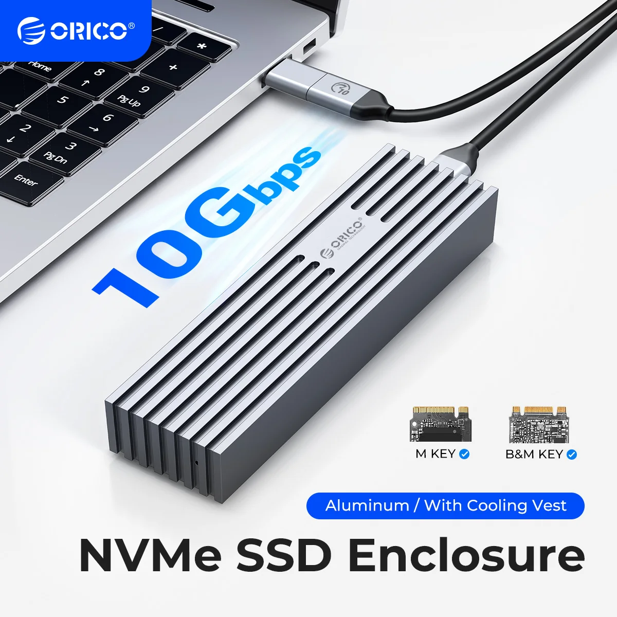 ORICO M2 NVMe Fall 10Gbps M.2 auf USB Typ C 3,1 SSD Adapter für NVME PCIE M-schlüssel SSD Festplatte Box Aluminium Legierung M.2 SSD Fall Image