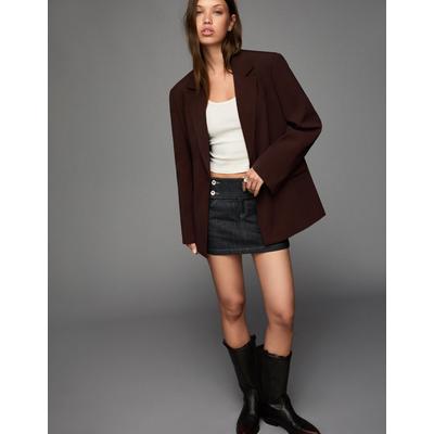 Bershka Blazer With Back Straps Women L Brown