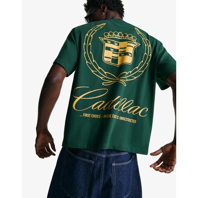 Bershka Short Sleeve Cadillac Print T-Shirt Men M Green