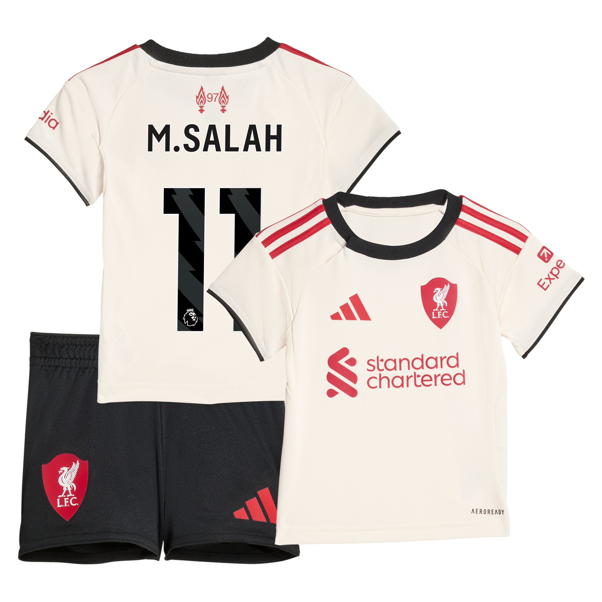 Liverpool adidas Auswarts-babykit 2025-26 mit Aufdruck M.Salah 11 Image