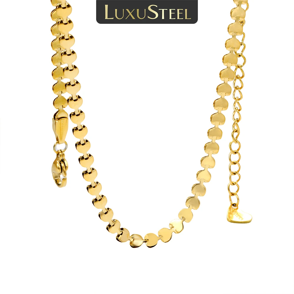LUXUSTEEL Collana con ciondolo dorato a forma di cuore Punk in acciaio inossidabile Amore romantico Collana femminile Collana con ciondolo a catena Regalo di gioielli
