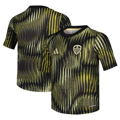 Leeds United adidas Pre-Match-Trikot – Schwarz – Kinder Image