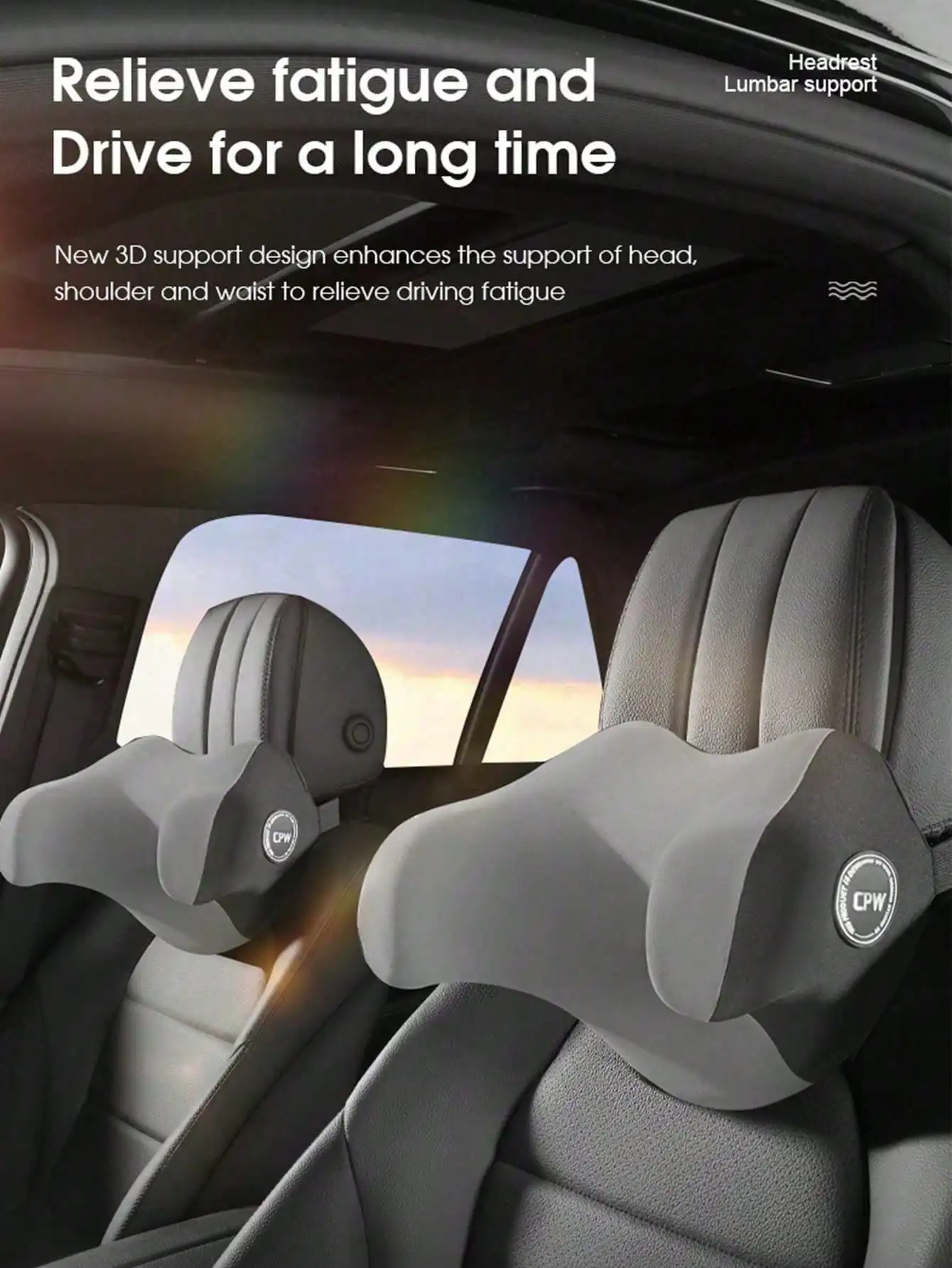 1 Stück Auto-Kopfstütze, Nackenkissen zur Verhinderung von Nackenkippungen, In-Autozubehör, Seitenstütze für Erwachsene und Kinder, U-förmiger Gedächtnis Image